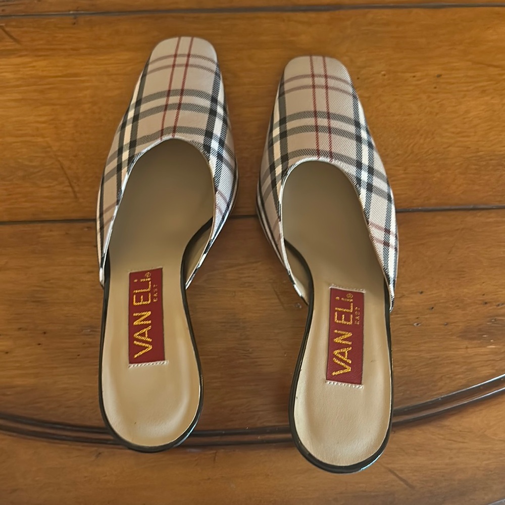 Vaneli Women's Plaid Slip-On Shoes - Black and Cream